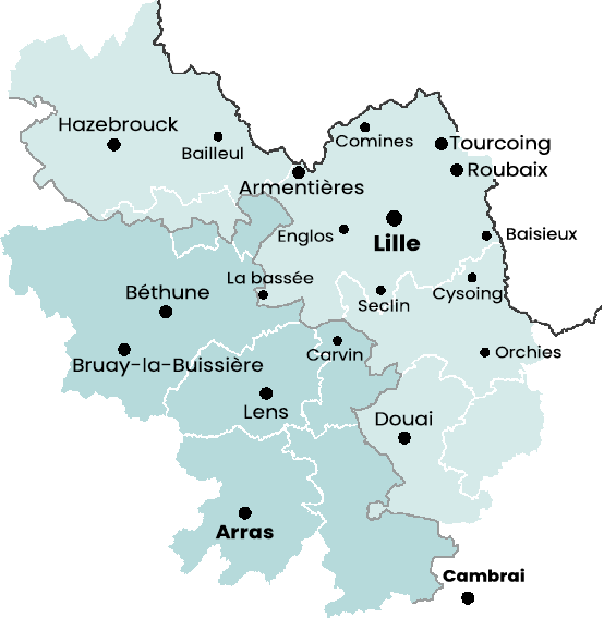 Carte de la métropole lilloise